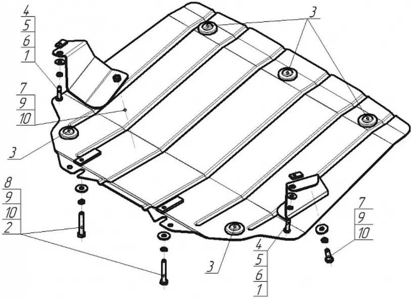 Металлическая защита двигателя и кпп BMW 7 E65/E66 2001-2008