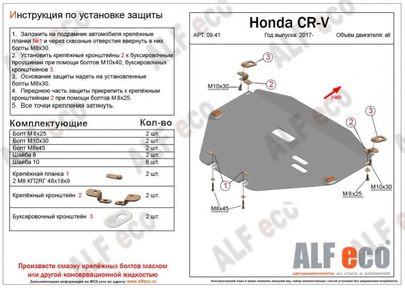 Металлическая защита двигателя и кпп Honda CR-V 5 2017-