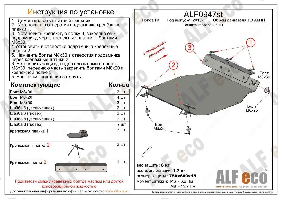 Металлическая защита двигателя и кпп Honda Fit 4 2021-