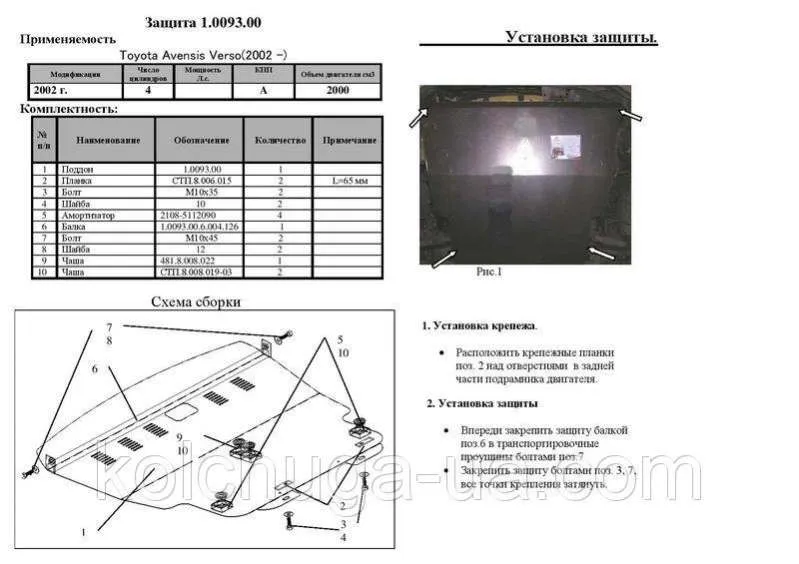 Металлическая защита двигателя и кпп Toyota Avensis VERSO 2001-2009