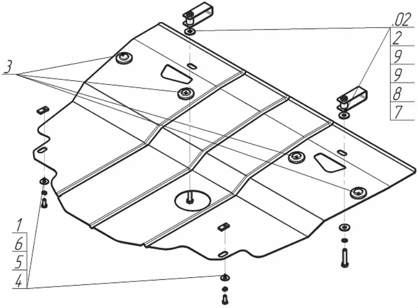 Металлическая защита двигателя и кпп Renault Vel Satis 2002-2009