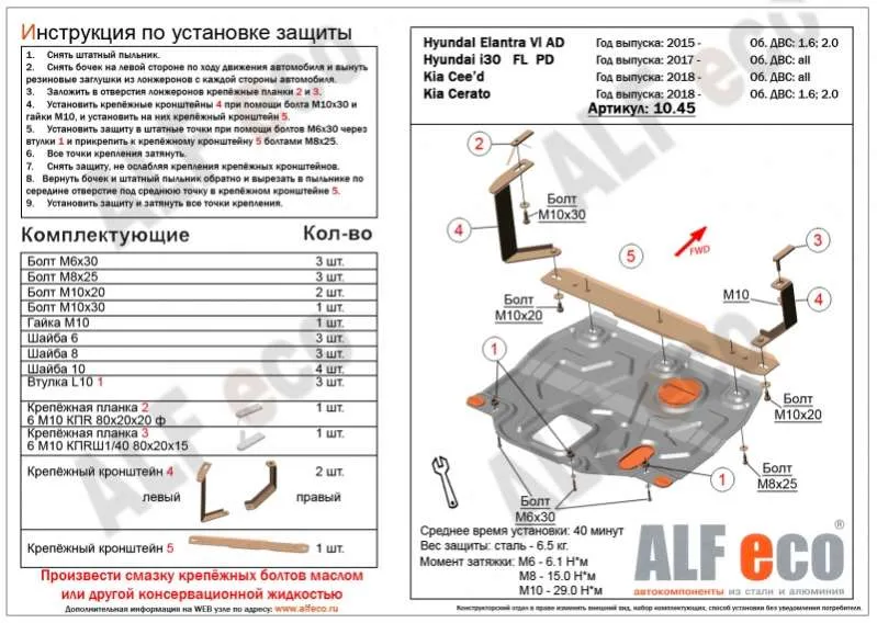 Металлическая защита двигателя и кпп Kia Cerato 4 2018-2022
