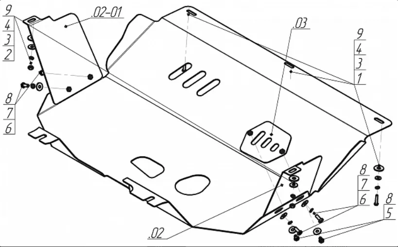 Металлическая защита двигателя и кпп Fiat Doblo 1 2000-2015