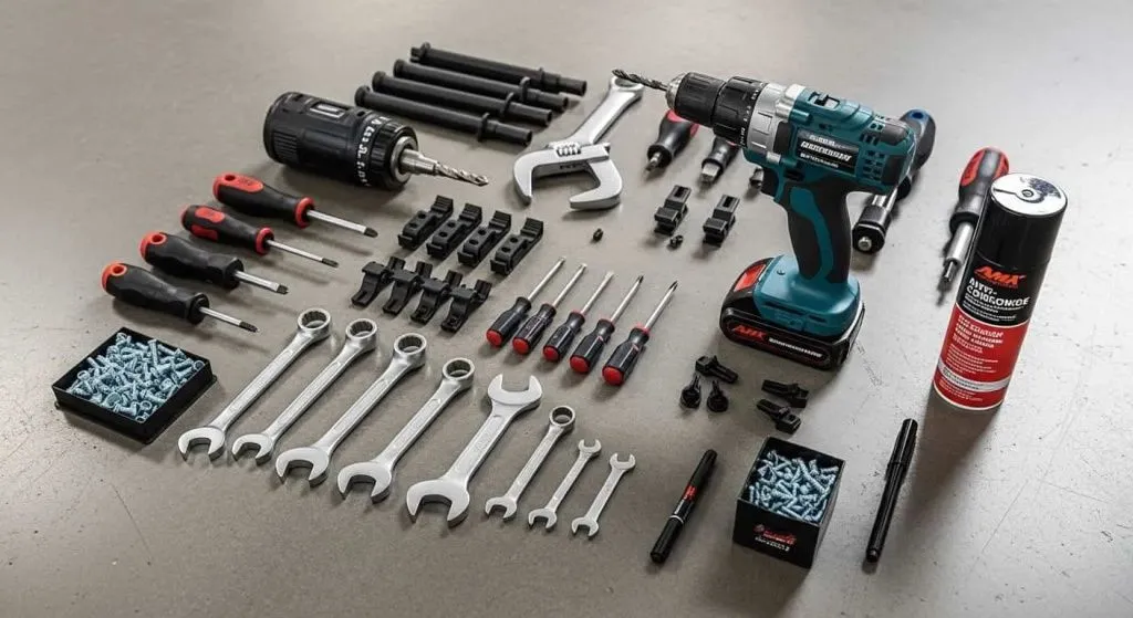 Набор инструментов и материалов для установки подкрылков