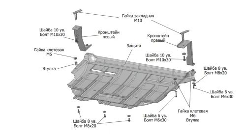 Металлическая защита двигателя и кпп Skoda Octavia A7 2013-2020