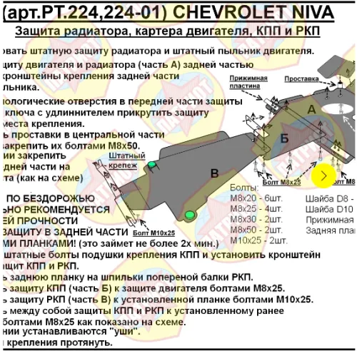 Металлическая защита раздаточной коробки Chevrolet Niva 2002-2020
