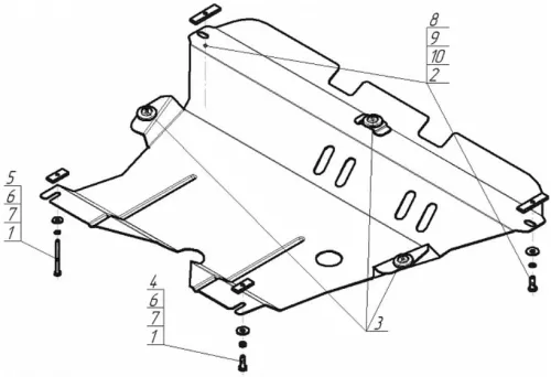 Металлическая защита двигателя и кпп Fiat Scudo 2007-2016