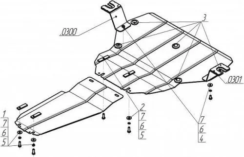Металлическая защита двигателя и мкпп Mercedes Vito W447 2014- задний привод