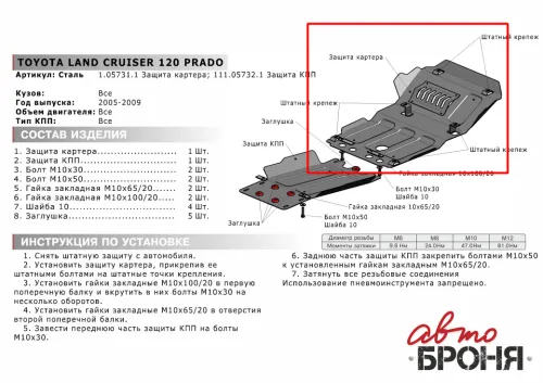 Металлическая защита радиаторов и двигателя Toyota FJ Cruiser 2006-2022