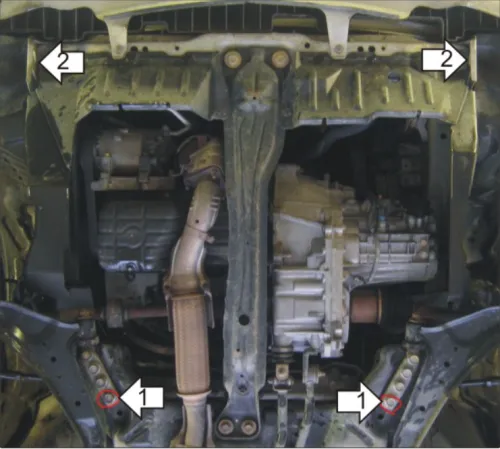 Металлическая защита двигателя и кпп Nissan Serena 1999-2005