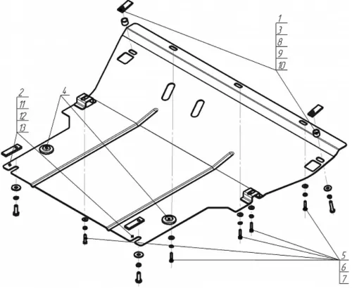 Металлическая защита двигателя и кпп Renault Megane 2003-2009