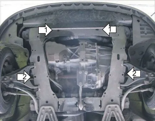 Металлическая защита двигателя и кпп Renault Symbol 1999-2008