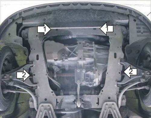 Металлическая защита двигателя и кпп Renault Kangoo 1997-2009