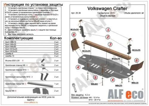 Металлическая защита радиаторов Volkswagen Crafter 1 2006-2017