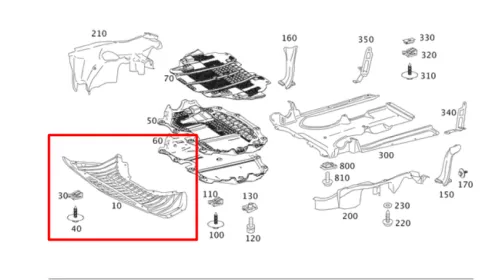 Пластиковая защита под передний бампер Mercedes S W221 2005-2013