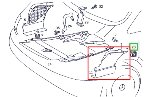 Пластиковая защита двигателя Mercedes Vito W638 1996-2003 боковая левая