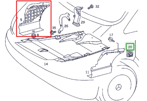 Пластиковая защита двигателя Mercedes Vito W638 1996-2003 боковая правая