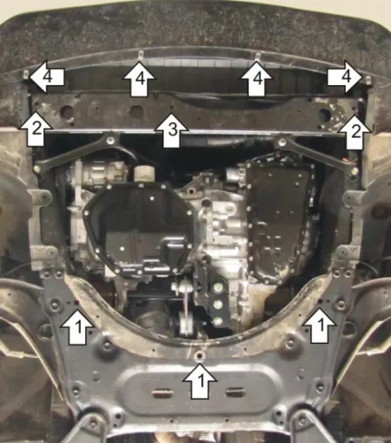 Металлическая защита двигателя и кпп Renault Kadjar 2015-2022 увеличенная