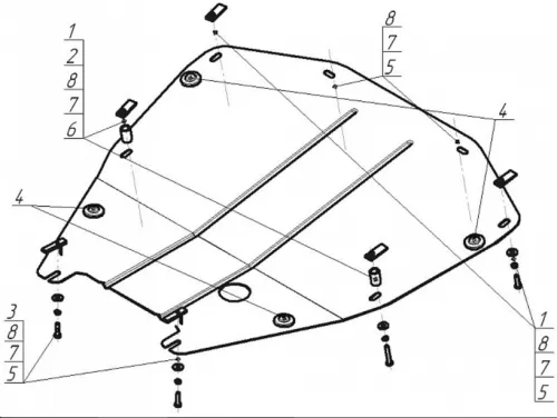 Металлическая защита двигателя и кпп Renault Espace 2002-2014