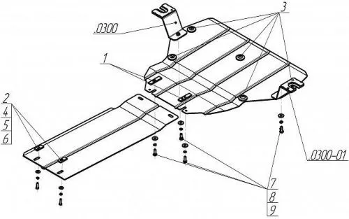 Металлическая защита двигателя и акпп Mercedes Vito W447 2014- задний привод