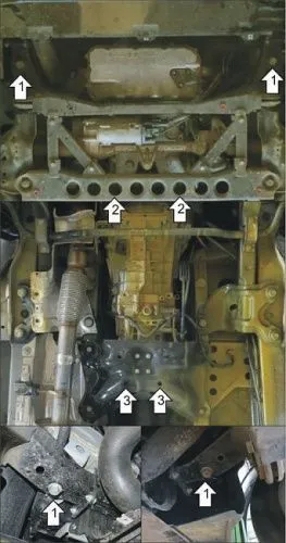 Металлическая защита двигателя и мкпп Mercedes Vito W447 2014- задний привод