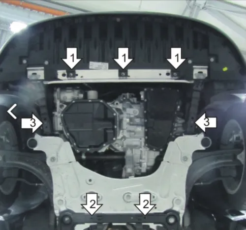 Металлическая защита двигателя и кпп Renault Fluence 2009-2018