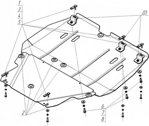 Металлическая защита двигателя и кпп Dodge Grand Caravan 2007-2020