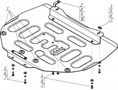 Металлическая защита двигателя и кпп Renault Talisman 2 2015-2022