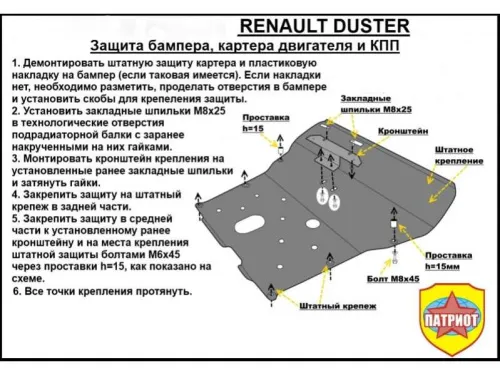 Металлическая защита двигателя и кпп Renault Duster 2 2020-