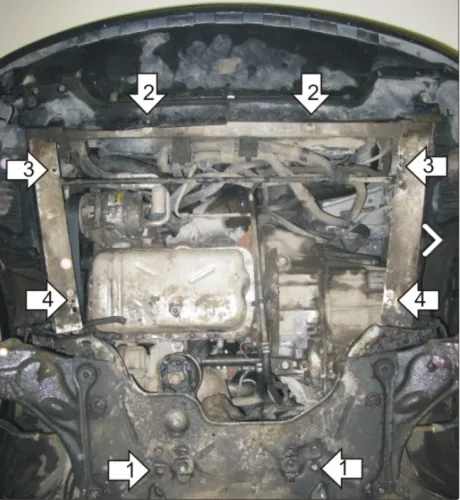 Металлическая защита двигателя и кпп Renault Espace 2002-2014