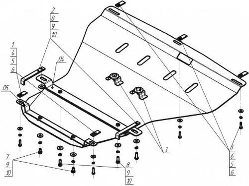 Металлическая защита двигателя Audi A4 2004-2007