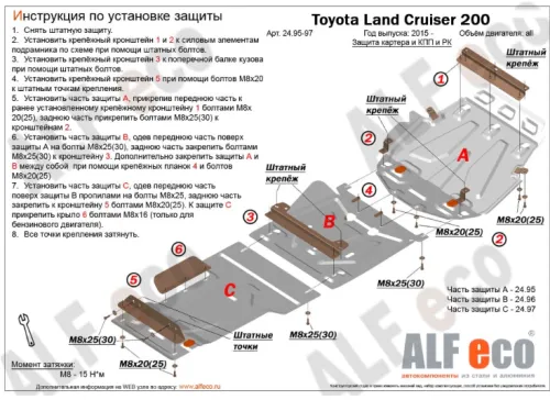 Металлическая защита двигателя  и кпп Toyota Land Cruiser 200 2015-2021