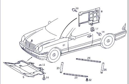 Пластиковая защита двигателя Mercedes CLK W208 1997-2003