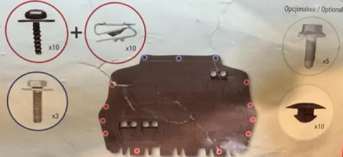 Крепление пластиковой защиты двигателя Skoda Yeti 2009-2018