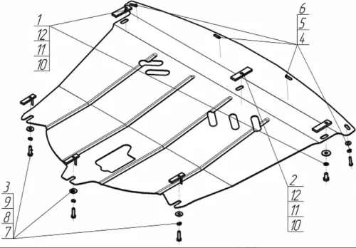 Металлическая защита двигателя и кпп Renault Kadjar 2015-2022 увеличенная