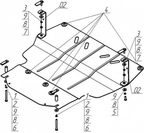 Металлическая защита двигателя и кпп Seat Altea 2004-2015