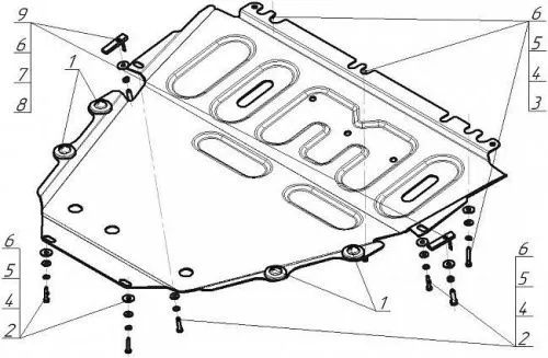 Металлическая защита двигателя и кпп Renault Scénic III 2009-2016