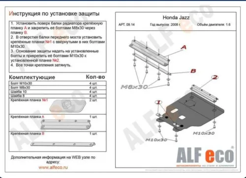 Металлическая защита двигателя и кпп Honda Insight 2009-2014