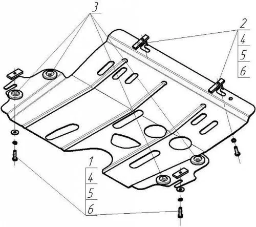Металлическая защита двигателя и кпп Renault Symbol 1999-2008