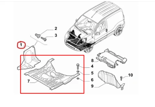 Пластиковая защита двигателя Peugeot Bipper 2008-2018