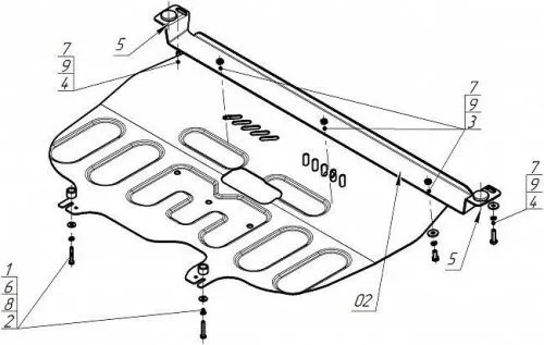 Металлическая защита двигателя и кпп Citroen C5 Aircross 2022-